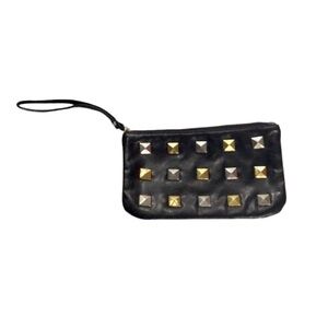 Wristlet Silver Gold Studs Zipper Small Black